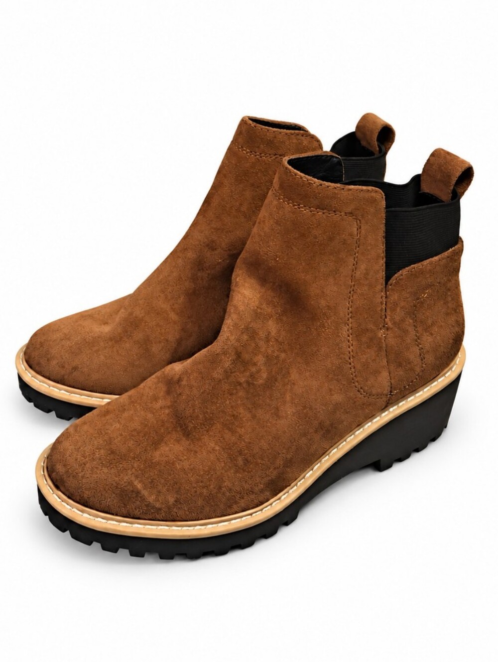DV by Dolce Vita Rango Brown Faux Suede Chelsea Wedge Boots Size 7